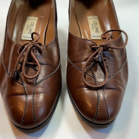 Vintage 1980s(?) CELINE Brown Leather Lace-Up Pump Size 36 US 5-1/2 - Picture 16 of 16